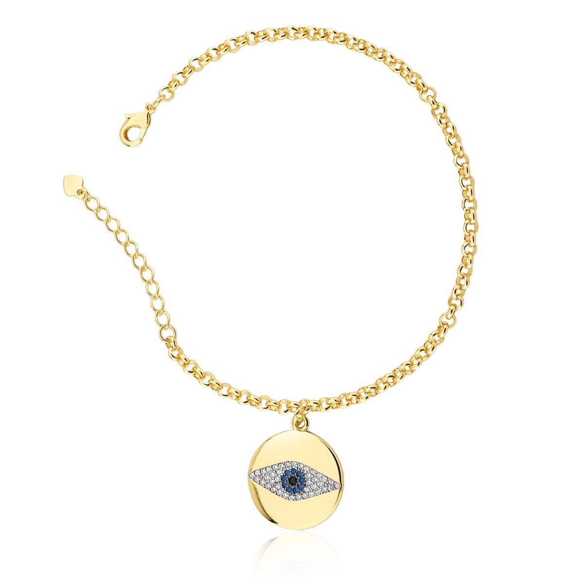 Pulseira Mandala Olho Grego Cravejada de Zircônias Banhada em Ouro 18k
