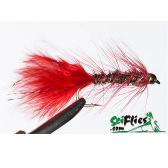 Isca de Fly Scientific Fly Wooly Bugger #12 Red/Peacock und.