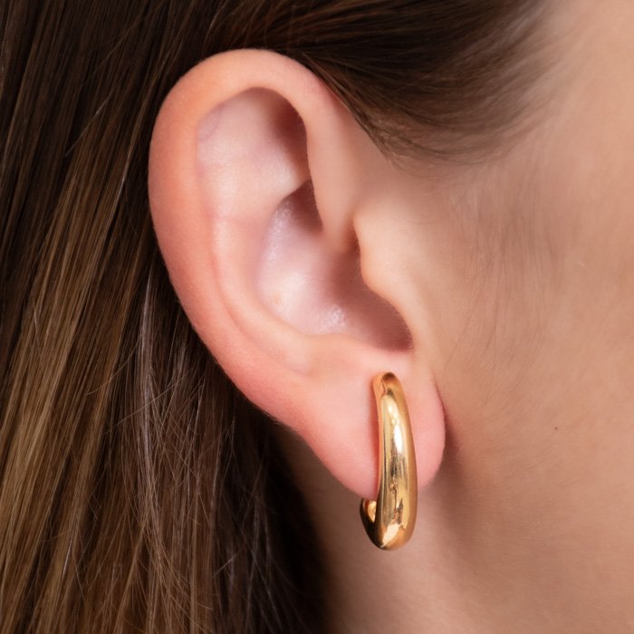 EAR HOOK OVAL BOLEADO LISO (2,4CM - TAM M)