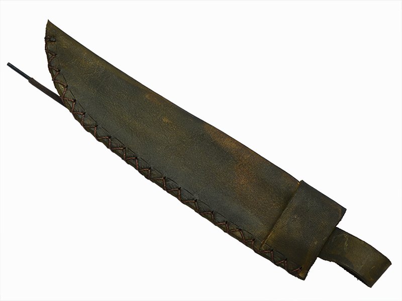 Adelar Filippon faca bowie para colecionador forjada em aço damasco. Empunhadura em canela de boi, 34 cm