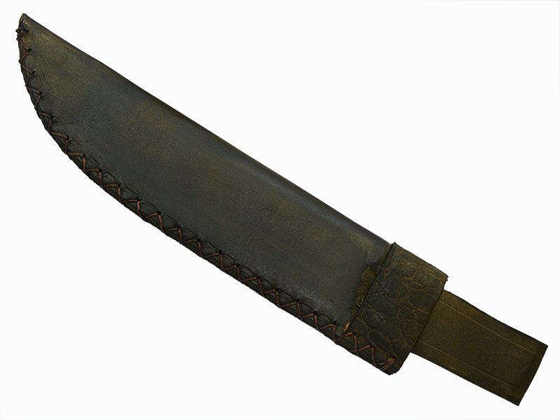 Adelar Filippon faca bowie para colecionador forjada em aço damasco. Empunhadura em osso de boi estabilizado, 38 cm