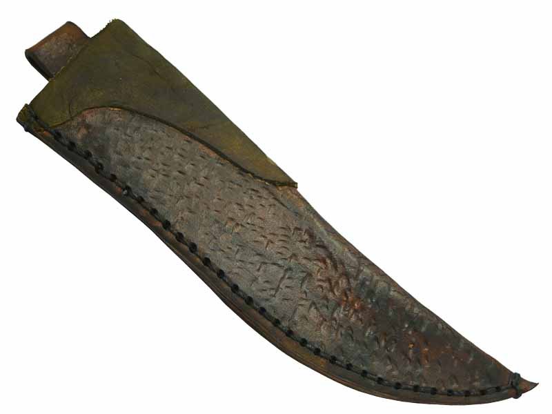 Adelar Filippon faca Bowie para colecionador forjada em Aço Damasco. Empunhadura em Spalted de plátano estabilizado, 34 cm
