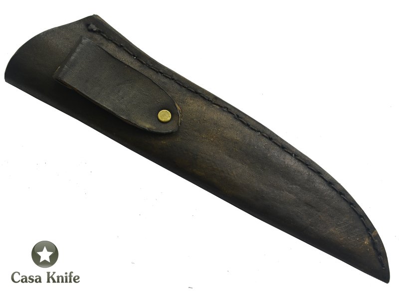 Adelar Filippon faca Bowie para colecionador forjado em aço Mola . Empunhadura em Spalted Platano estabilizado, 32 cm