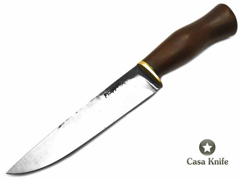 Adelar Filippon faca Brute Forge para colecionador em aço C75 com empunhadura em madeira de roxinho do Pará 28 cm