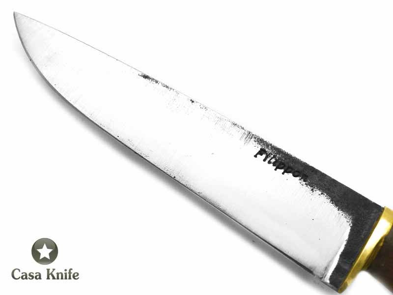 Adelar Filippon faca Brute Forge para colecionador em aço C75 com empunhadura em madeira de roxinho do Pará 28 cm