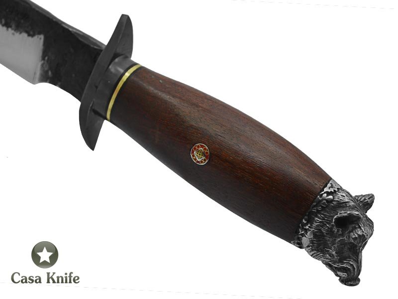 Adelar Filippon faca javalizeira brüt forge para colecionador, forjada em aço 5160. Empunhadura em madeira de Angico, 37 cm