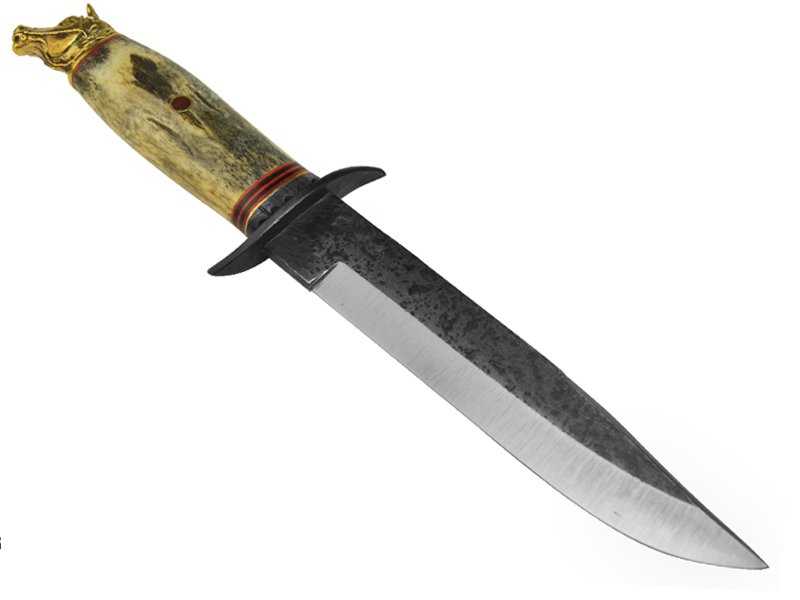 Adelar Filippon faca para colecionador forjado em aço 1070. Empunhadura em Casco de Cavalo, 33 cm
