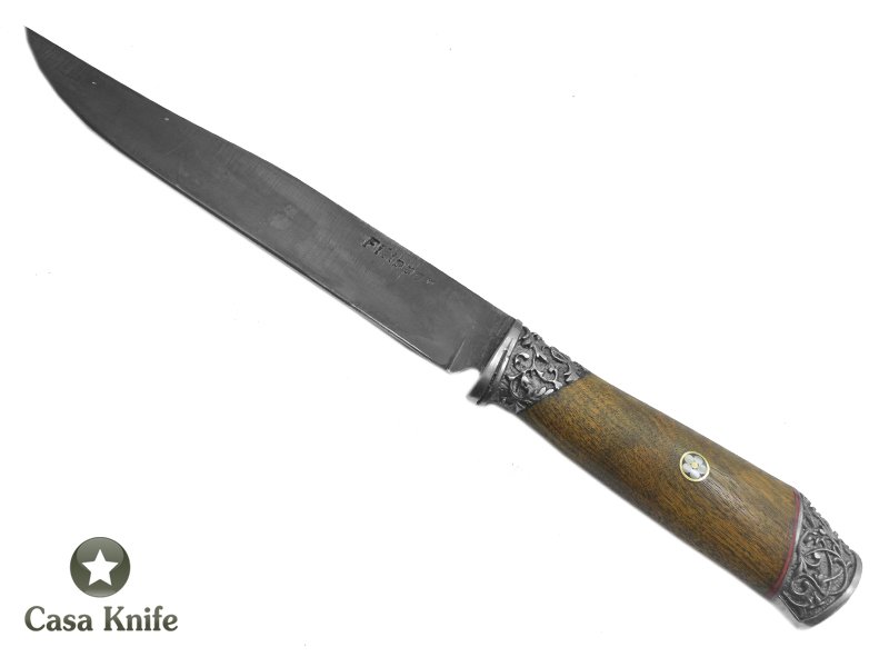 Adelar Filippon faca para colecionador forjado em aço mola 1070. Empunhadura em Ibuia, 26 cm