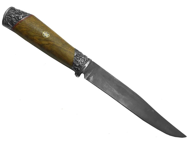 Adelar Filippon faca para colecionador forjado em aço mola 1070. Empunhadura em Ibuia, 26 cm