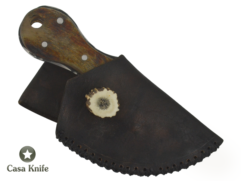 Adelar Filippon faca Skiner para colecionador forjada em aço C 75 com empunhadura em chifre de carneiro, 15cm