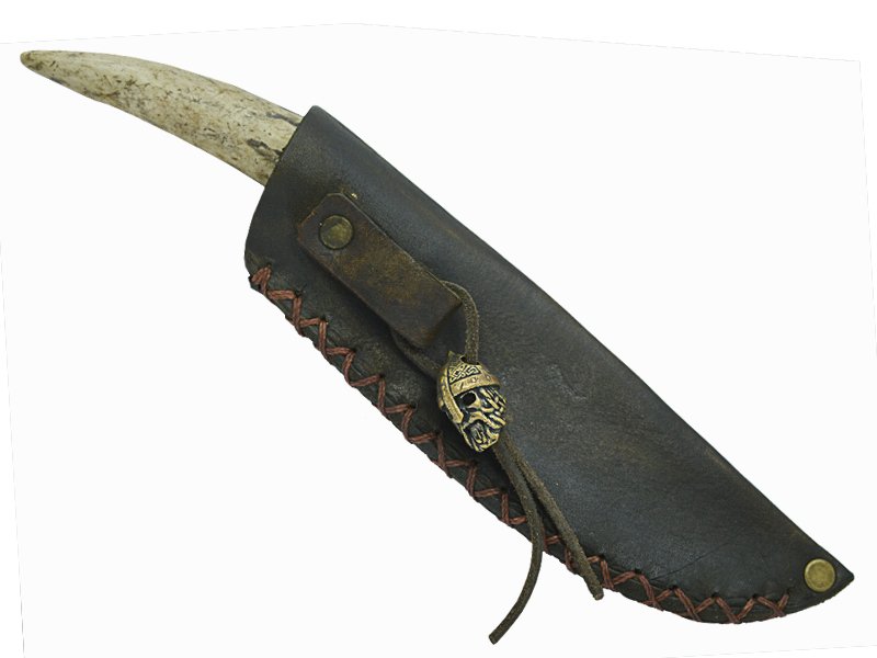 Adelar Filippon faca skinner para colecionador forjado em aço damasco. Empunhadura em chifre de cervo, 24 cm