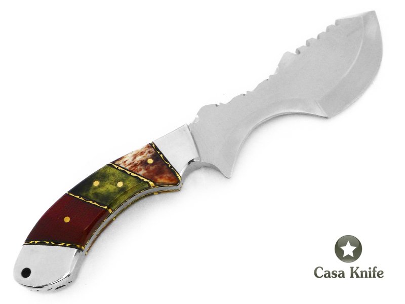 Antonio Banderas faca bushcraft para colecionador em aço inoxidável com empunhadura em osso tingido e micarta 24 cm