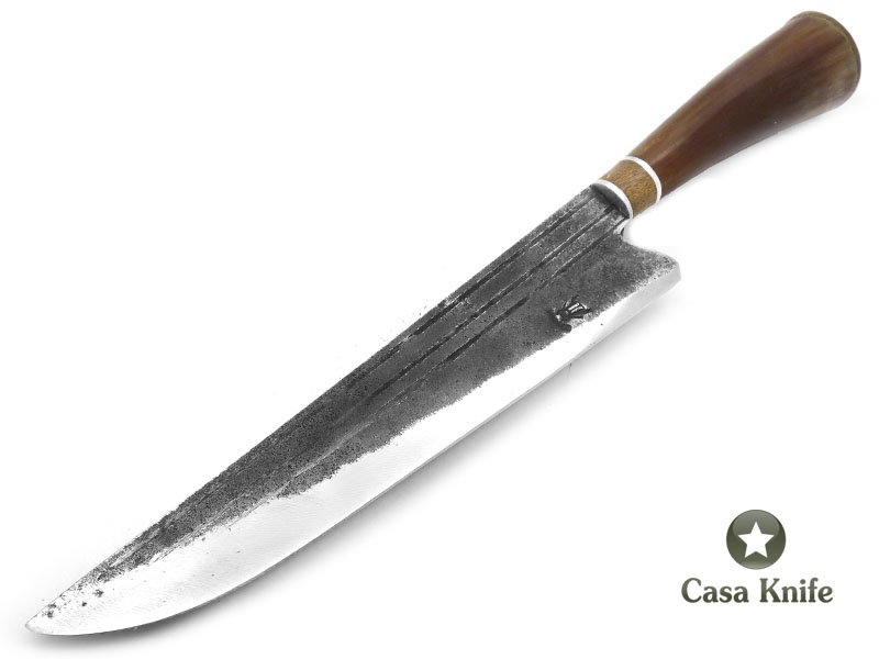 Besouro faca para colecionador em aço carbono com empunhadura em osso e madeira 36 cm