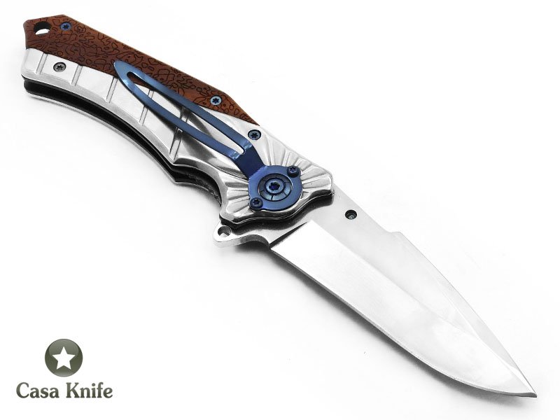 Browning Canivete para colecionador em aço inoxidável com empunhadura em aço inoxidável e relevo em madeira 20 cm