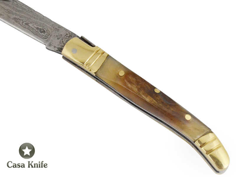 Canivete em aço damasco com empunhadura em chifre de cervo Axis 16 cm