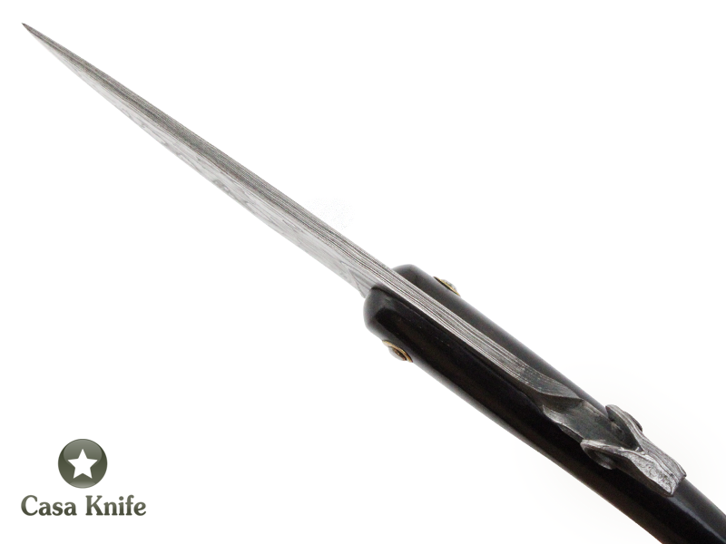 Canivete Friction Folder para colecionador em Aço Damasco. Empunhadura em chifre de boi, 22 cm
