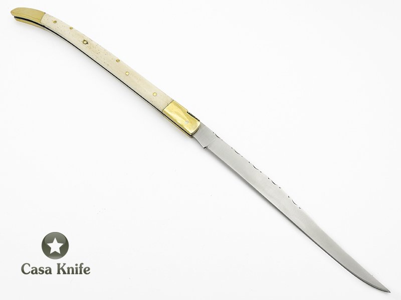 Canivete gigante estilo laguiole em aço inoxidável com empunhadura em osso de camelo 39 cm