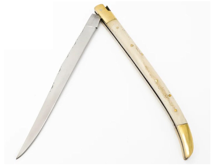 Canivete gigante estilo laguiole em aço inoxidável com empunhadura em osso de camelo 39 cm
