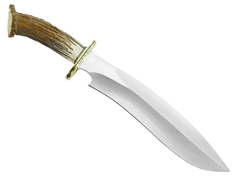 Impact faca para colecionador forjada em aço inox D2 com empunhadura em Chifre de Cervo 48 cm.