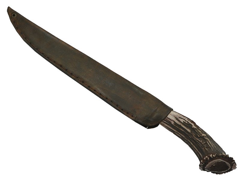 Adelar Filippon faca javalizeira brüt forge para colecionador, forjada em aço 5160. Empunhadura em chifre de cervo, 42 cm