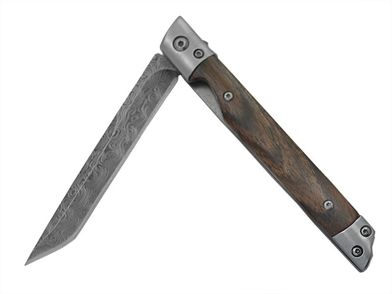 Canivete para colecionador em aço inox, empunhadura em sândalo, 21 cm