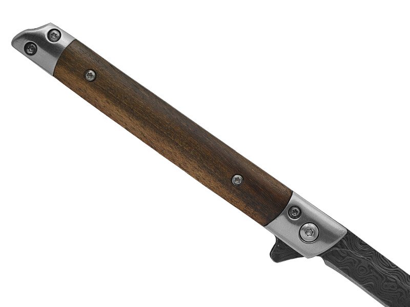 Canivete para colecionador em aço inox, empunhadura em sândalo, 21 cm