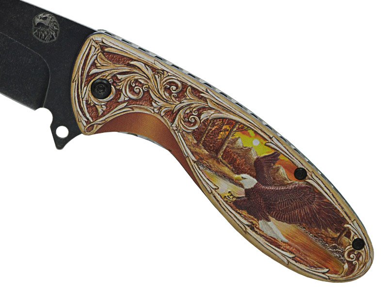 Canivete de caça para colecionador Águia em aço inox, empunhadura alumínio, 19cm