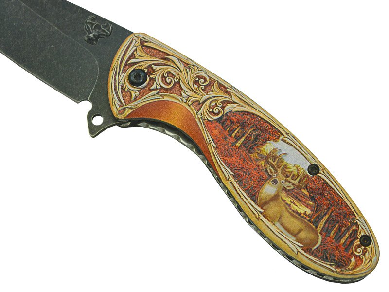 Canivete de caça para colecionador Cervo em aço inox, empunhadura alumínio, 19cm