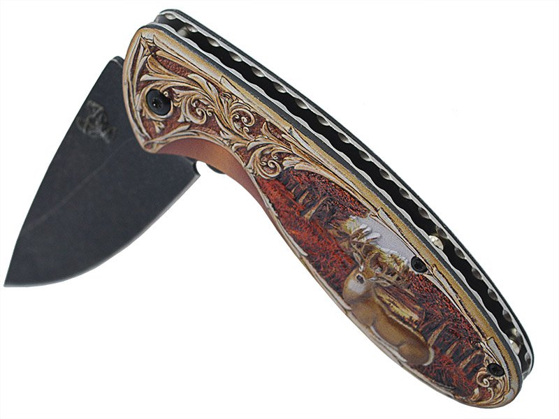 Canivete de caça para colecionador Cervo em aço inox, empunhadura alumínio, 19cm