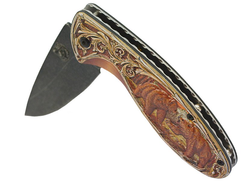 Canivete de caça para colecionador Urso em aço inox, empunhadura alumínio, 19cm
