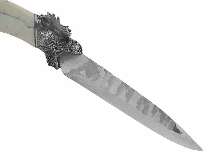 Adellar Filippon faca para colecionador forjada em aço inox, empunhadura em dente de javali, 25 cm