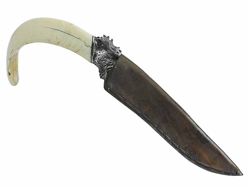 Adellar Filippon faca para colecionador forjada em aço inox, empunhadura em dente de javali, 25 cm