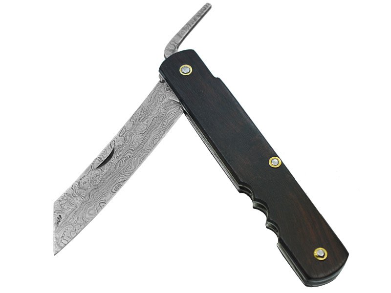 Canivete friction folder para colecionador em aço damasco. Empunhadura em jacarandá da Bahia, 20 cm