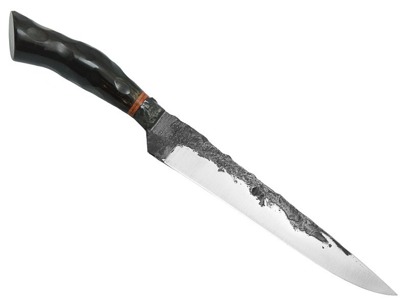 Adelar Filippon faca integral brüt forge para colecionador, aço 5160. Empunhadura em osso escalavrado, 35 cm