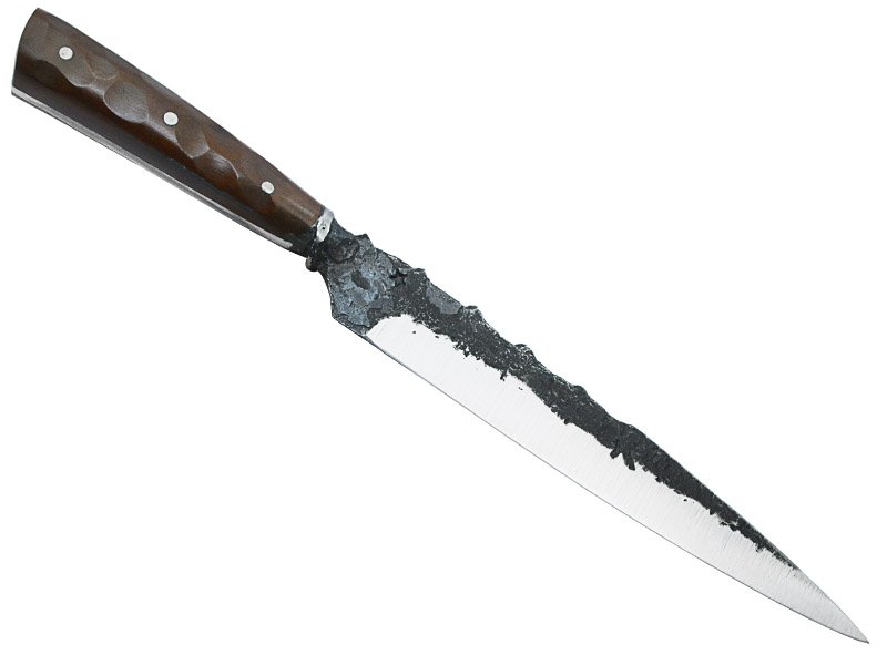 Adelar Filippon faca integral brüt forge para colecionador, aço 5160. Empunhadura em nogueira, 30 cm