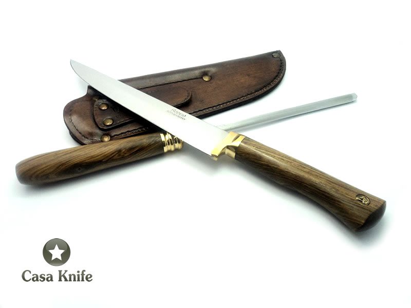 Faca de Rodeio - Conjunto faca e chaira aço inoxidável 9'
