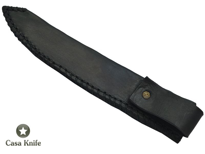 Faca Master Cheff para colecionador forjada em aço damasco. Empunhadura em madeira de parajú, 29 cm