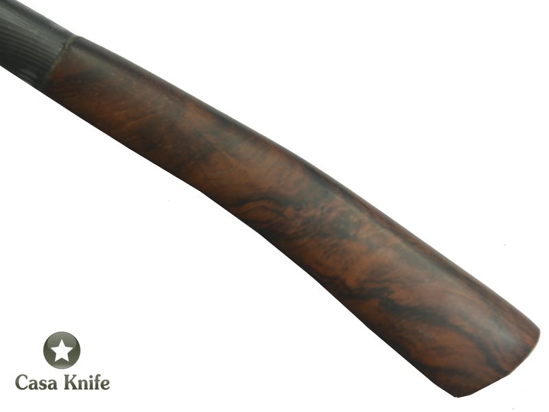 Monte Cristo faca para colecionador forjado em aço damasco integral linear. Empunhadura em Jacaranda Bahia, 32 cm