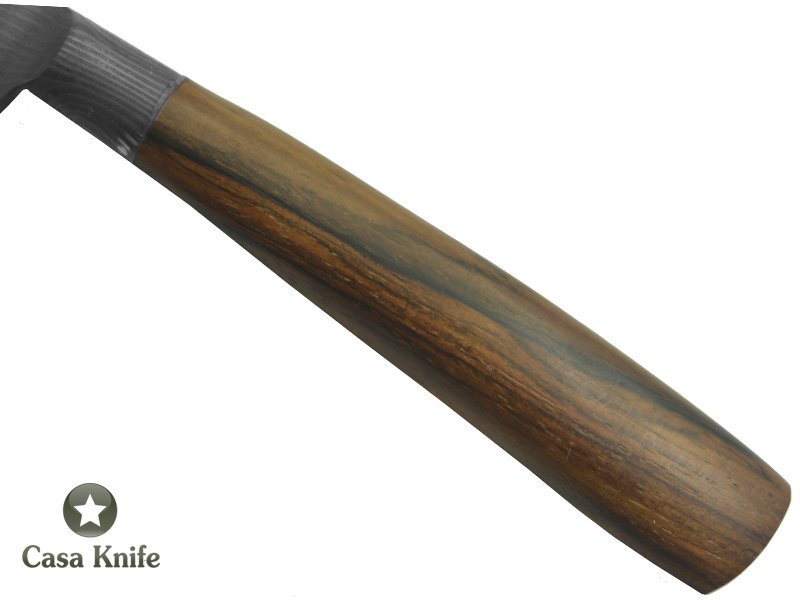 Monte Cristo faca para colecionador forjado em aço damasco integral linear. Empunhadura em Jacaranda Bahia, 32 cm