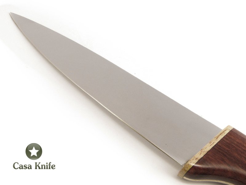 Faca pequna em aço inoxidável com empunhadura em madeira de pau-brasil e marfim 26 cm
