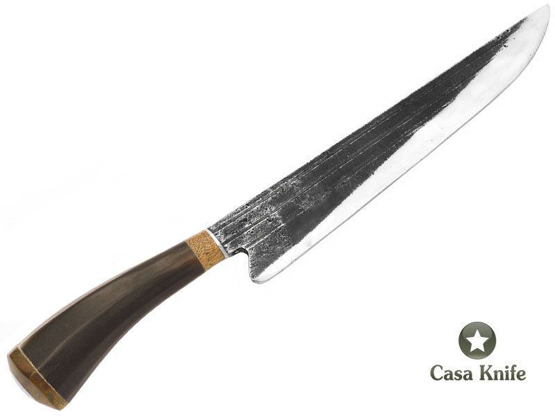 Formiga faca para colecionador em aço carbono com empunhadura em osso e madeira 35 cm