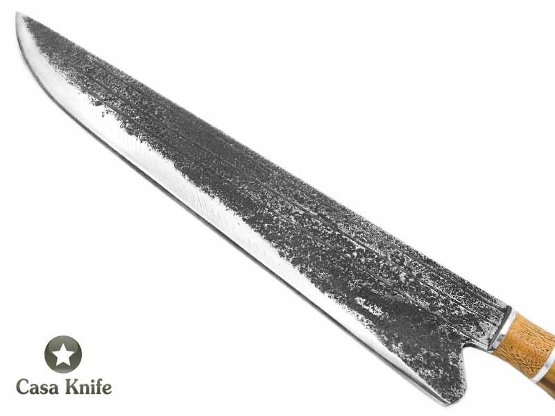 Formiga faca para colecionador em aço carbono com empunhadura em osso e madeira 36 cm