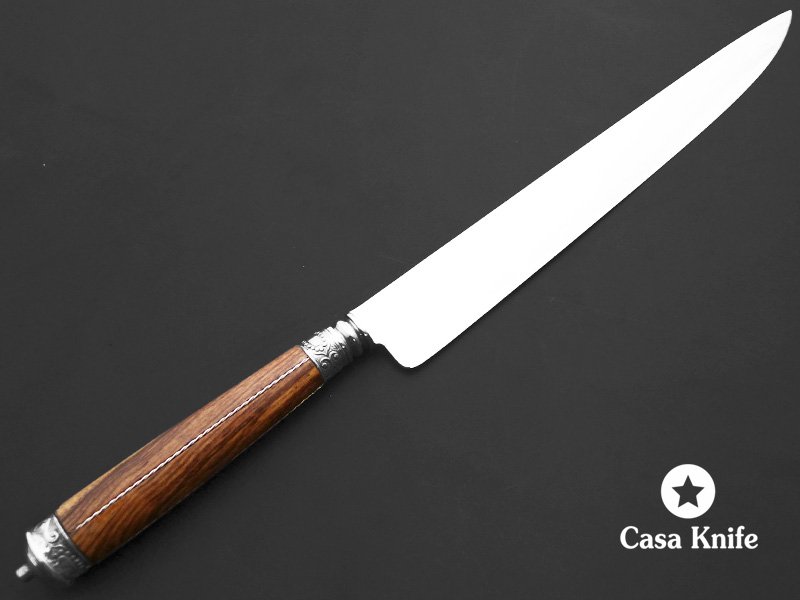 Galgo faca língua de chimango para colecionador em aço carbono com empunhadura em madeira de pau-ferro 34 cm