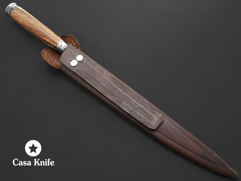 Galgo faca língua de chimango para colecionador em aço carbono com empunhadura em madeira de pau-ferro 34 cm