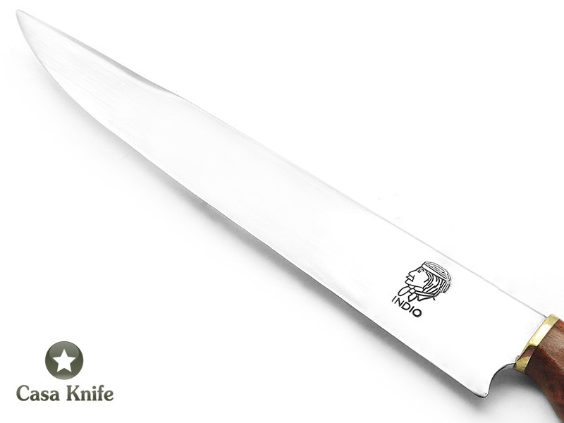 Indio faca para colecionador em aço carbono com empunhadura em madeira de pau brasil e alumilite 33 cm