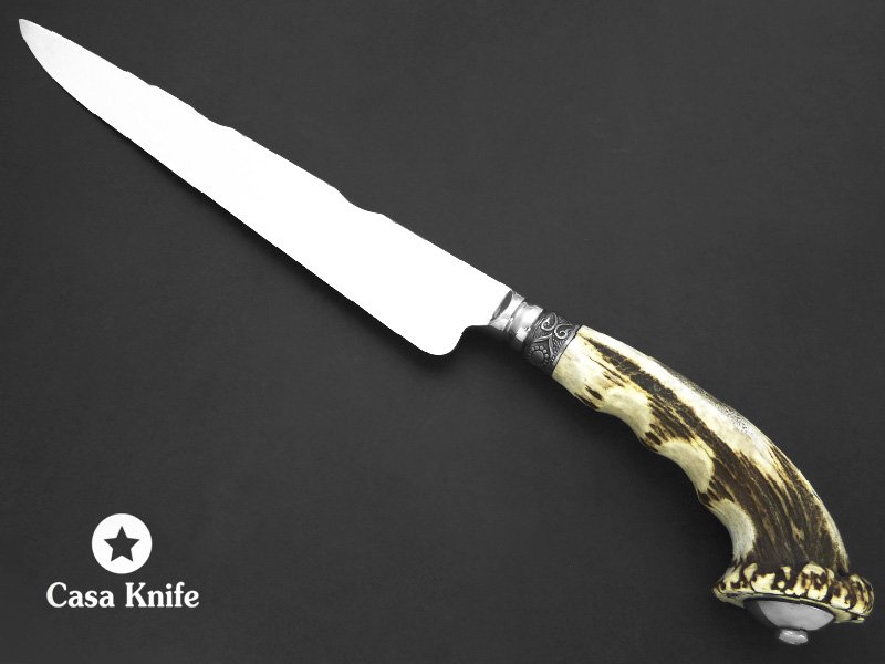 Indio faca para colecionador em aço inoxidável com empunhadura em chifre de cervo 47 cm