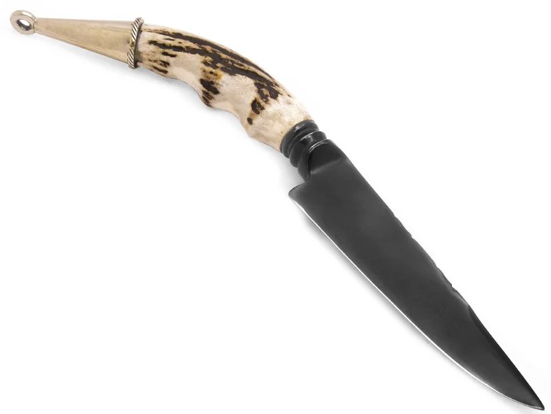 Indio faca para colecionador em aço integral D2 acetinado com empunhadura em chifre de cervo 27 cm