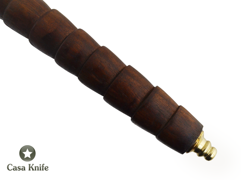 Machado Tomahawk pipe para colecionador em aço damasco com empunhadura em madeira de Jacarandá da Bahia, 49cm