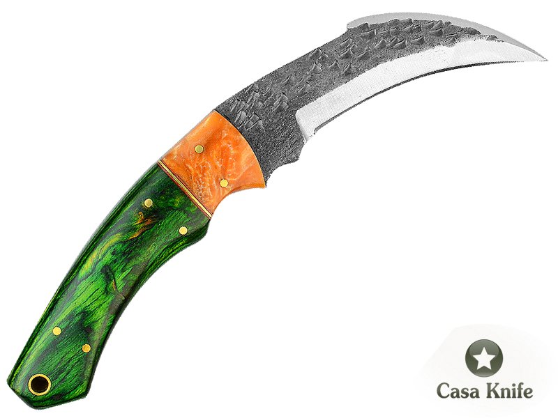 Magnifica faca Karambit Brut Forge para colecionador forjada em aço 1095. Empunhadura em pakkawood e aluminite, 19 cm