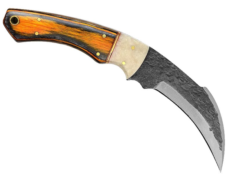 Magnifica faca Karambit Brut Forge para colecionador forjada em aço 1095. Empunhadura em pakkawood e aluminite,19 cm